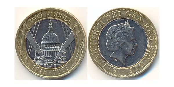 2 Pound United Kingdom (1922-) 銅/镍 伊丽莎白二世 (1926-2022)