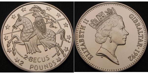 2 Pound / 2.8 Ecu Gibraltar Níquel/Cobre Isabel II (1926-2022)
