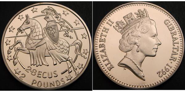 2 Pound / 2.8 Ecu Gibilterra Rame/Nichel Elisabetta II (1926-2022)