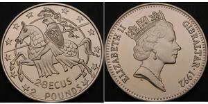 2 Pound / 2.8 Ecu Gibraltar 銅/镍 伊丽莎白二世 (1926-2022)