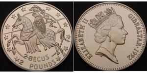 2 Pound / 2.8 Ecu Gibraltar 銅/镍 伊丽莎白二世 (1926-2022)