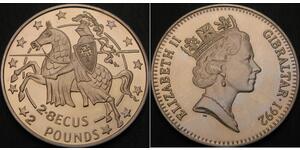 2 Pound / 2.8 Ecu Gibraltar 銅/镍 伊丽莎白二世 (1926-2022)