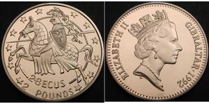 2 Pound / 2.8 Ecu Gibraltar 銅/镍 伊丽莎白二世 (1926-2022)
