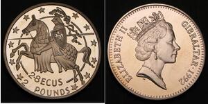 2 Pound / 2.8 Ecu Gibraltar 銅/镍 伊丽莎白二世 (1926-2022)