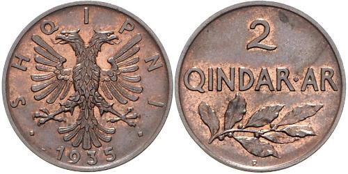 2 Qindarka Albanie Bronze 