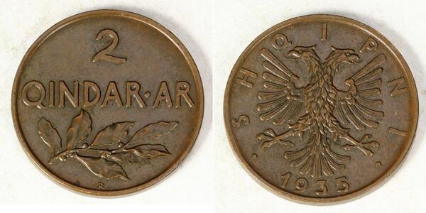 2 Qindarka Albania Bronzo 