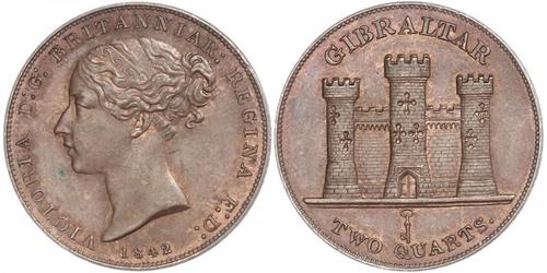 2 Quarto Gibraltar Cobre Victoria (1819 - 1901)