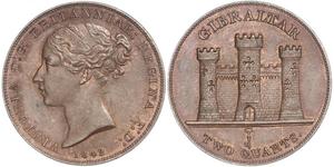 2 Quarto Gibraltar Copper Victoria (1819 - 1901)