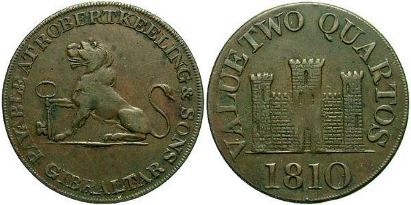 2 Quarto Gibraltar Kupfer 