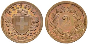 2 Rappen Suiza Bronce 