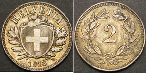 2 Rappen Suiza Bronce 
