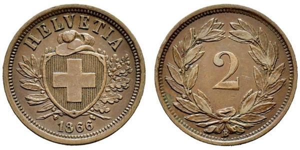 2 Rappen Schweiz Bronze 