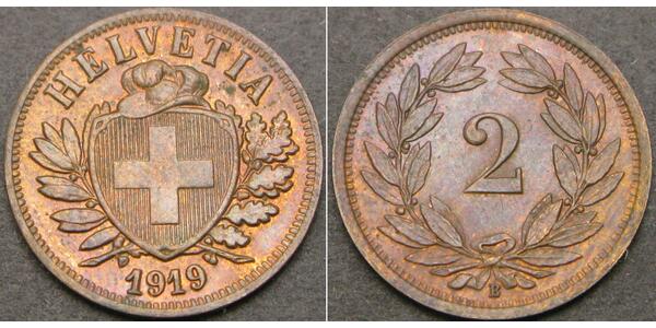 2 Rappen Schweiz Bronze 