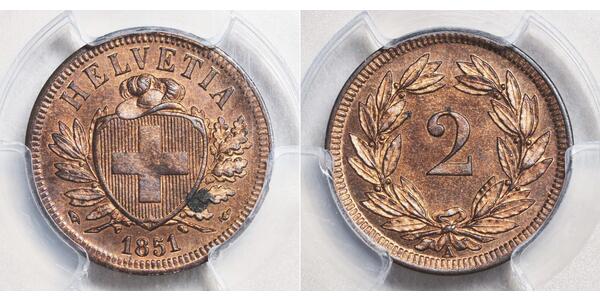 2 Rappen Switzerland Bronze 