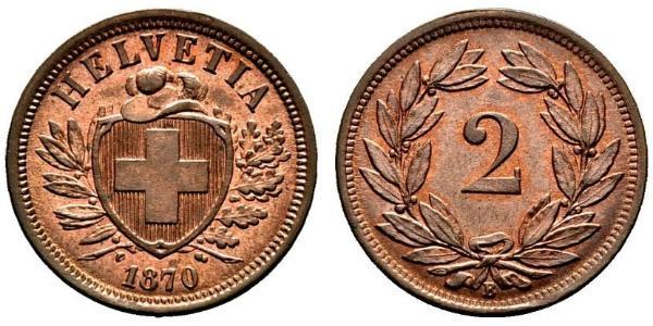 2 Rappen Switzerland Bronze 