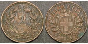 2 Rappen Svizzera Bronzo 