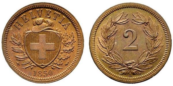 2 Rappen Svizzera Bronzo 