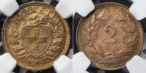 2 Rappen Svizzera Bronzo 