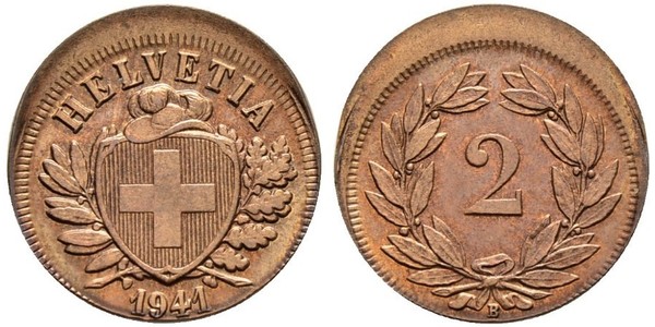 2 Rappen Svizzera Bronzo 