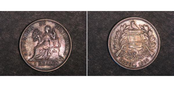 2 Real Guatemala (1838 - ) Argento 