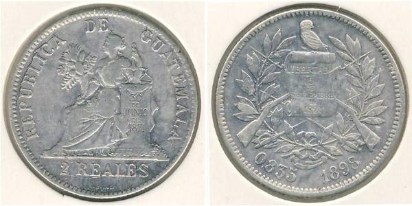 2 Real Guatemala (1838 - ) Argento 