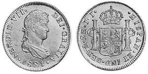 2 Real Vicereame della Nuova Spagna (1519 - 1821) Argento Ferdinando VII di Spagna (1784-1833)