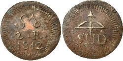 2 Real Vizekönigreich Neuspanien (1519 - 1821) Messing 