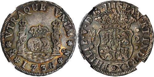 2 Real Virreinato de Nueva España (1519 - 1821) Plata Felipe V de España (1683-1746)