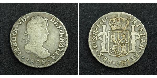 2 Real Bolivien Silber Ferdinand VII. von Spanien (1784-1833)