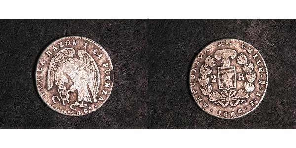 2 Real Chile Silber 