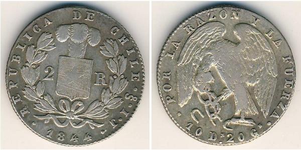 2 Real Chile Silber 