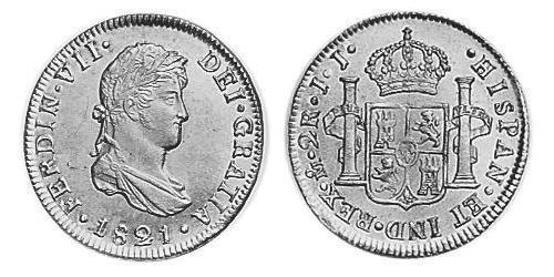 2 Real Vizekönigreich Neuspanien (1519 - 1821) Silber Ferdinand VII. von Spanien (1784-1833)