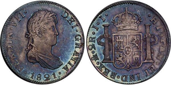 2 Real First Mexican Empire (1821 - 1823) Silver Ferdinand VII of Spain (1784-1833)