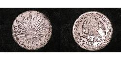 2 Real Second Federal Republic of Mexico (1846 - 1863) 銀 