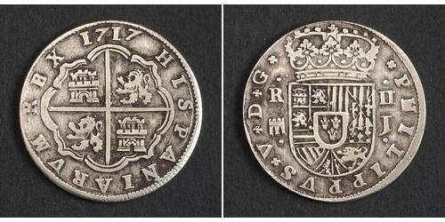 2 Real 西班牙 銀 Philip V of Spain(1683-1746)