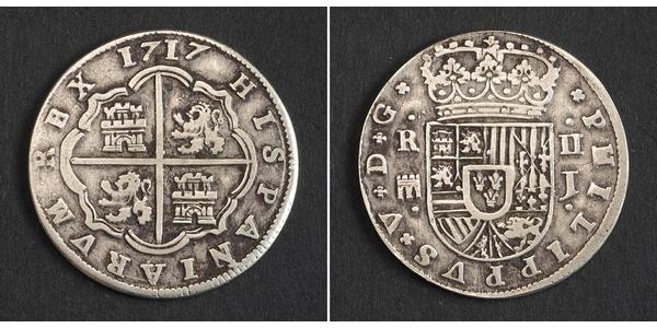 2 Real 西班牙 銀 Philip V of Spain(1683-1746)