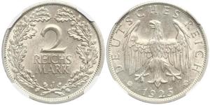 2 Reichsmark République de Weimar (1918-1933) Argent 