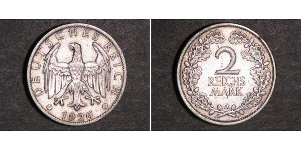 2 Reichsmark République de Weimar (1918-1933) Argent 