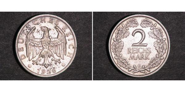 2 Reichsmark République de Weimar (1918-1933) Argent 
