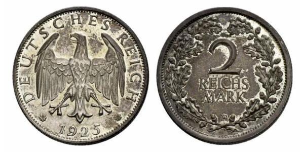 2 Reichsmark République de Weimar (1918-1933) Argent 
