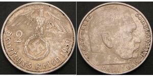 2 Reichsmark Troisième Reich (1933-1945) Argent Paul von Hindenburg