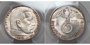 2 Reichsmark Troisième Reich (1933-1945) Argent Paul von Hindenburg