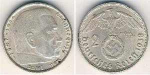 2 Reichsmark Troisième Reich (1933-1945) Argent Paul von Hindenburg