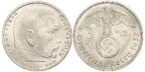 2 Reichsmark Troisième Reich (1933-1945) Argent Paul von Hindenburg