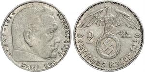 2 Reichsmark Troisième Reich (1933-1945) Argent Paul von Hindenburg