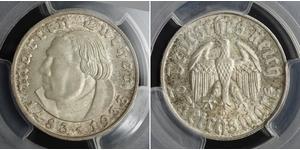 2 Reichsmark Troisième Reich (1933-1945) Argent Martin Luther