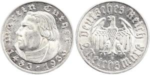 2 Reichsmark Troisième Reich (1933-1945) Argent Martin Luther