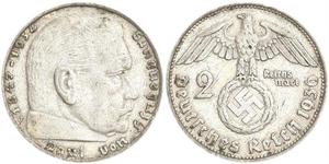 2 Reichsmark Troisième Reich (1933-1945) Argent Paul von Hindenburg