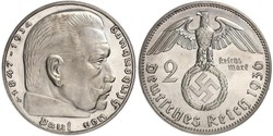 2 Reichsmark Germania nazista (1933-1945) Argento Paul von Hindenburg