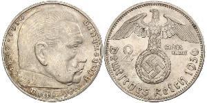 2 Reichsmark Germania nazista (1933-1945) Argento Paul von Hindenburg